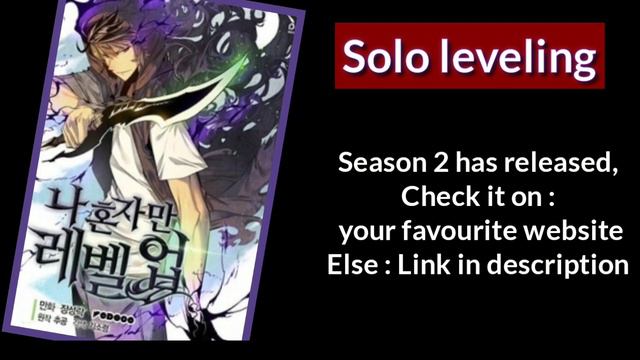 Solo Leveling Season 2 Has Released !