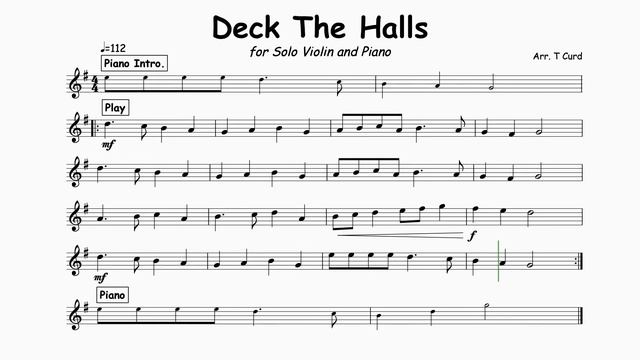 Deck The Halls For Solo Violin. Play-Along/Backing Track.
