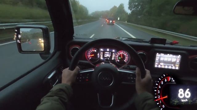 Jeep Wrangler Unlimited Rubicon максимальная скорость автобан POV