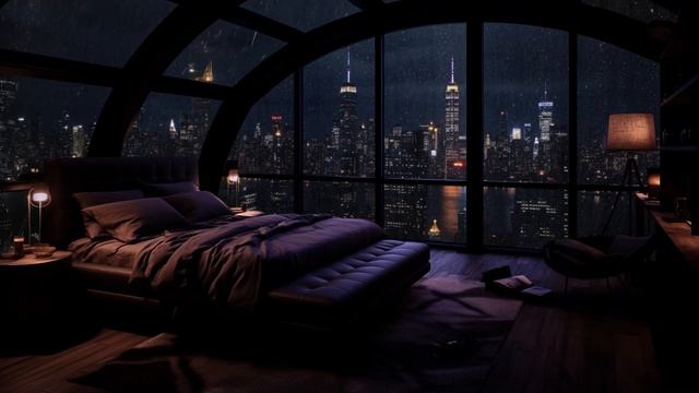 24 Hour Cozy Rainstorm At NYC?Calm Down Atmosphere in The Bedroom With Rain Sound for Reduce Stress