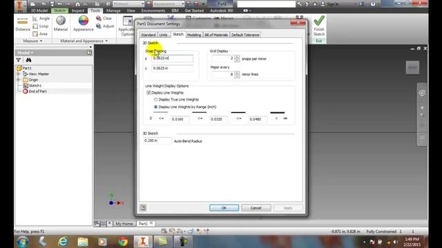 Inventor 02-09 Modifying The Document Settings Of A Sketch