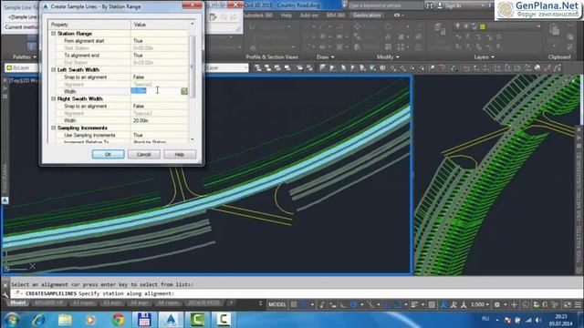 Загородная дорога в Civil 3D с поперечниками и коридорами