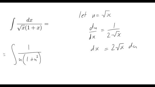 Integrating Dx/(sqrt(x)(1 + X))