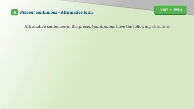 Present Continuous - Affirmative Form