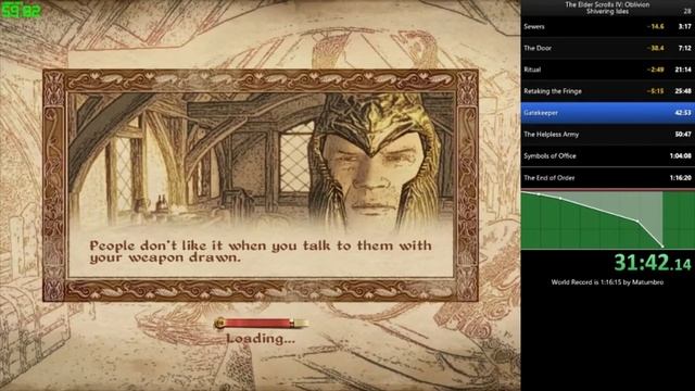 Elder Scrolls Oblivion: Shivering Isles Speedrun In 1:01:03