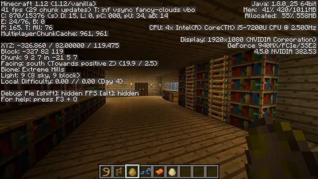 Minecraft on Nvidia Geforce 940MX 4GB