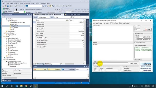 TCP/IP Communication  On PLC Allen Braley (Rockwell Automation)
