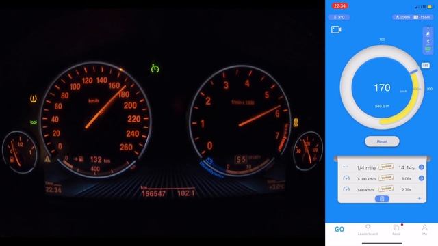 BMW 528i F10 acceleration. 0-100 kmh 100-200 kmh 402m. Dragy