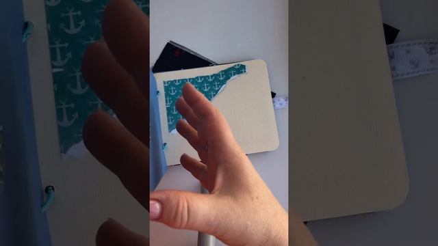 Детский миниальбом для фото на кольцах формата А5 в морской теме.