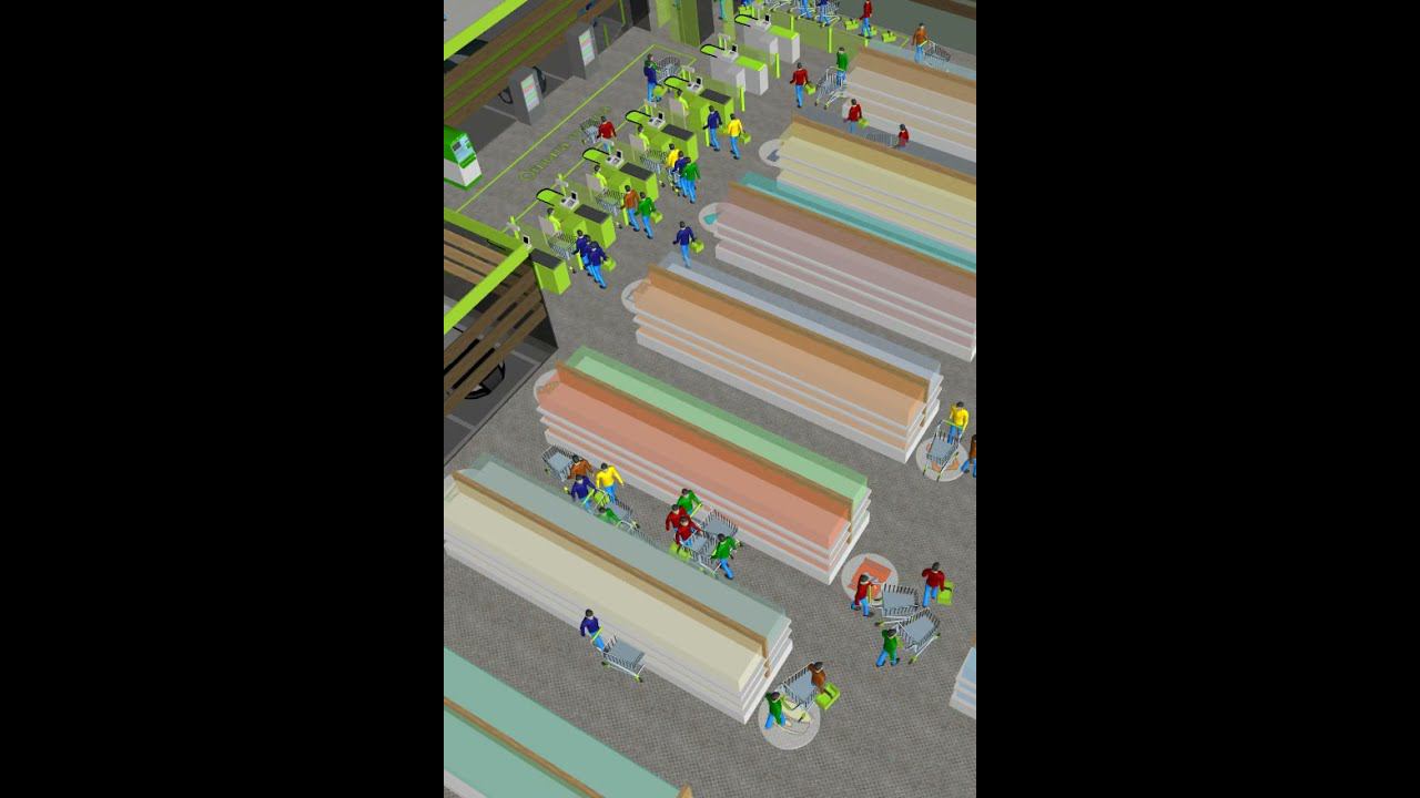 Цифровой двойник супермаркета в Anylogic. Расчёт кассиров. Оптимизация зон выкладки товаров #Shorts