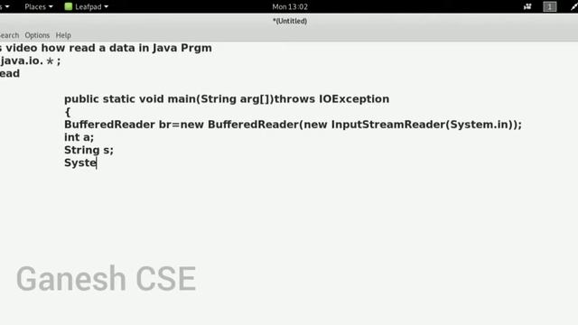 Kali Linux Java Programming Read Data Using Buffered Reader Function