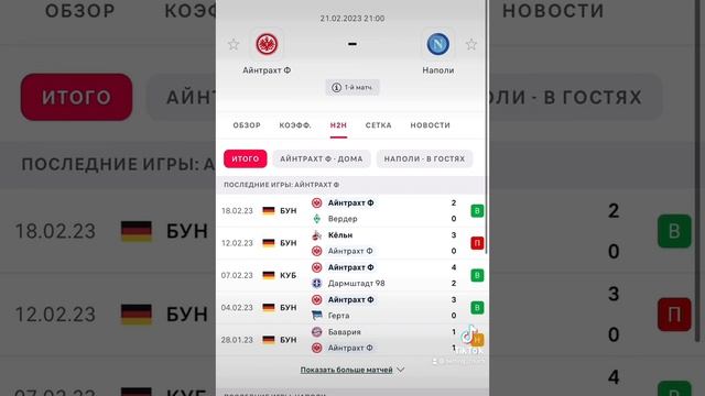 2 варианта на матч Айнтрахт - Наполи