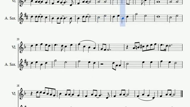 Yesterday SHEET MUSIC { Violin And Saxophone Duet }