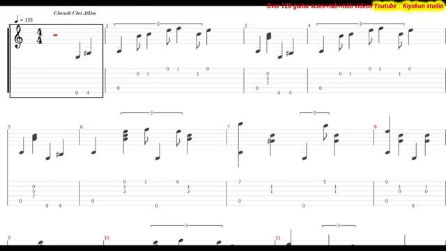 guitar scoretabmidi Chet Atkins Accoustic Guitar Collection 3. - Charade -