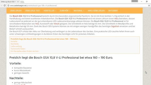 Säbelsäge Bosch Gsa 108 V Li Professional | Infos, Tipps Und Testsieger | SaebelSaegen.net