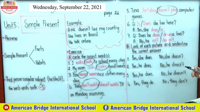 Level 5: Grammar Galaxy 2; Unit 5: Simple Present; Page 26