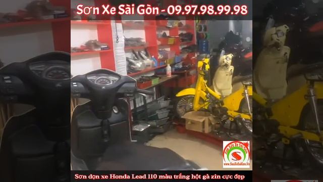 Sơn Dọn Mới Lại Xe Honda Lead 110 Màu Trắng Hột Gà Cực đẹp