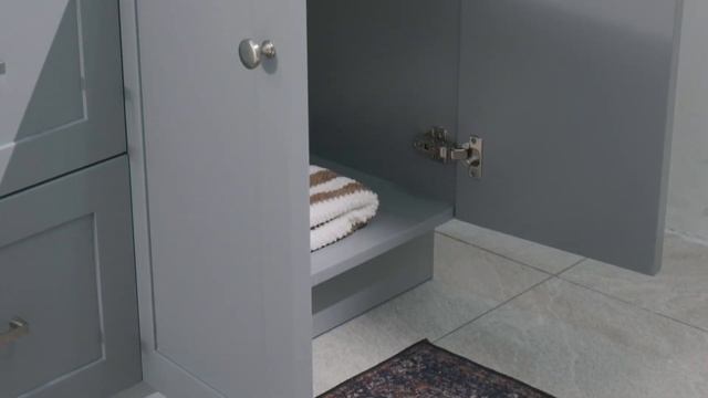 Ariel Hamlet 66 Inch Double Sink Base Cabinet In Grey