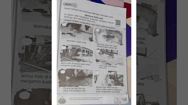 Bahasa Melayu Tahun 3, Buku Aktiviti Jilid 2, Muka Surat 17. Tajuk : Membuat Batik Lukis