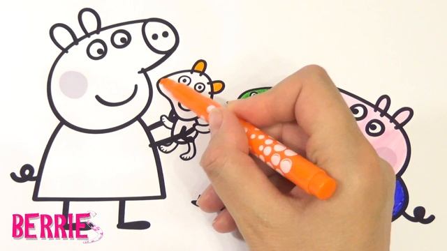 Пеппа и Джордж с игрушками - Раскраска для детей Свинка Пеппа | Color&Berries