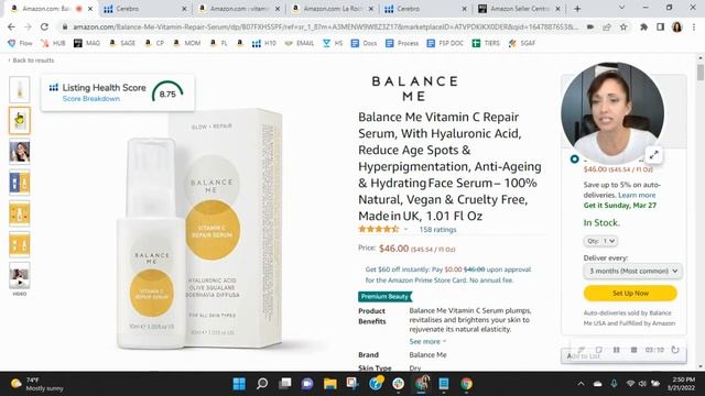 ASIN Review: Balance Me Vitamin C Repair Serum, With Hyaluronic Acid - Amazon FBA