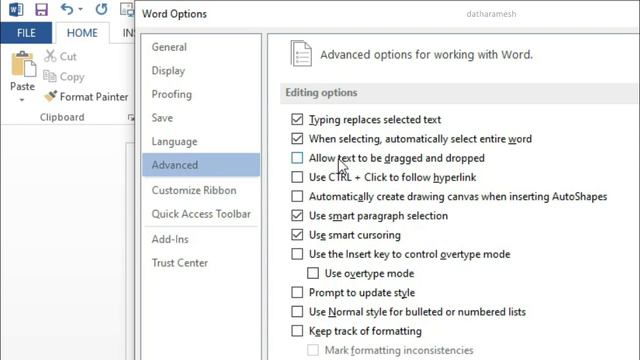 How To Fix Drag & Drop Text In MS Word