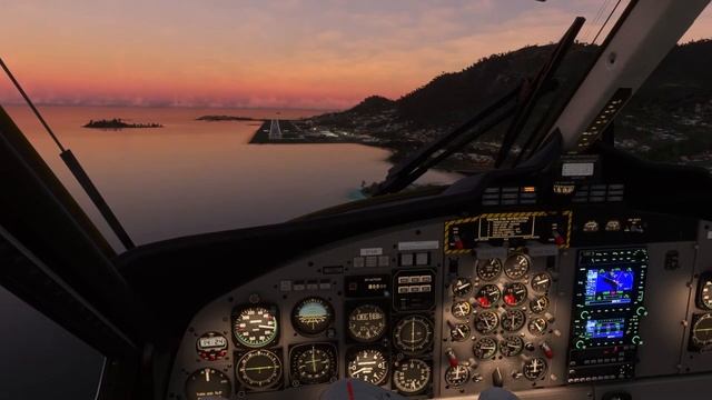 MSFS 2020 - Air Seychelles Twin Otter - Sunset Landing - RWY 13 - Mahé International Airport (FSIA)