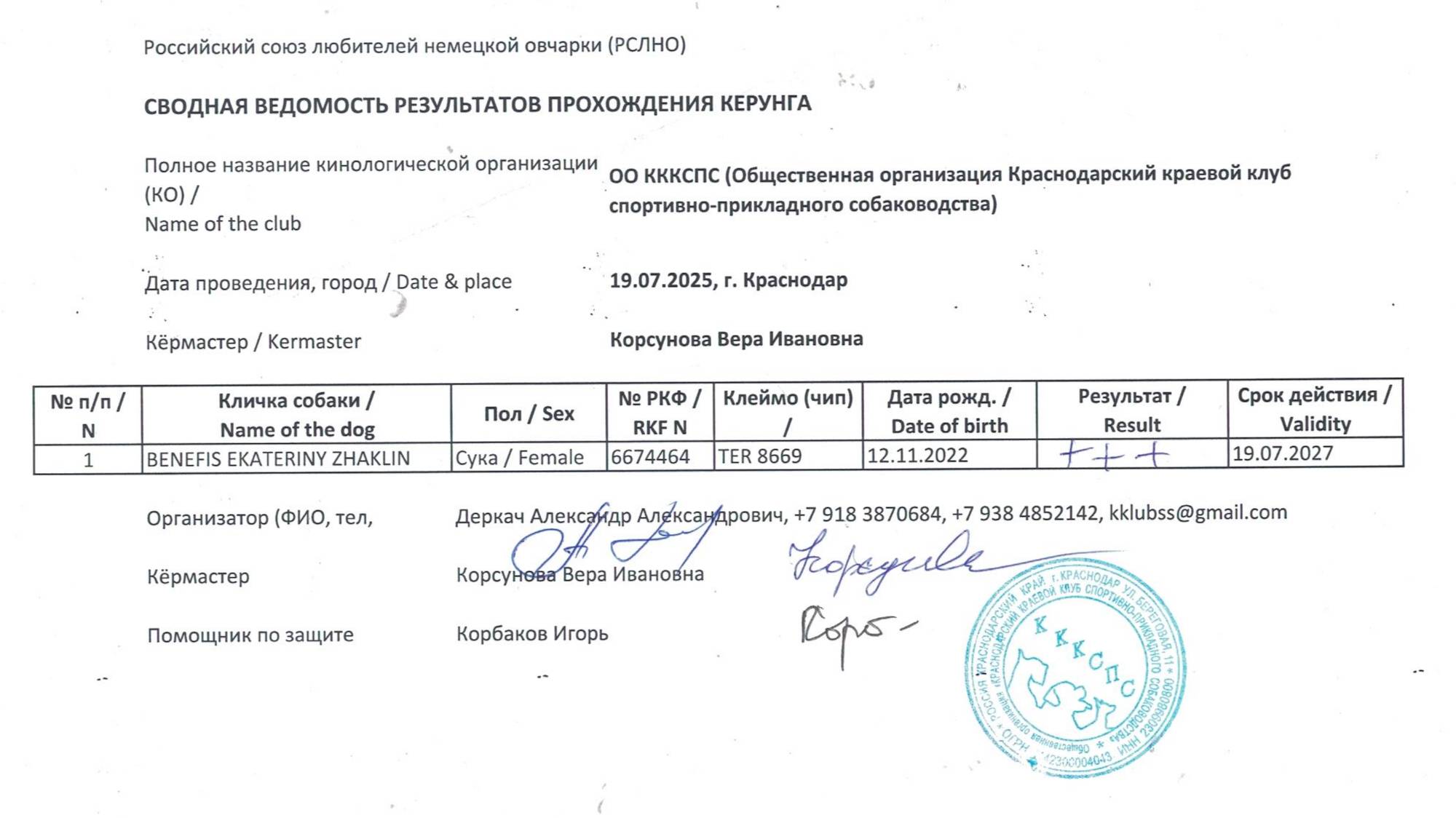 Кёрунг КРАСНОДАР 19 июл`25 (В.Корсунова) 1 собака