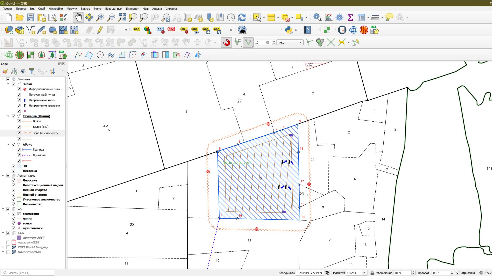 Инструменты QGIS модуля Лесной офис