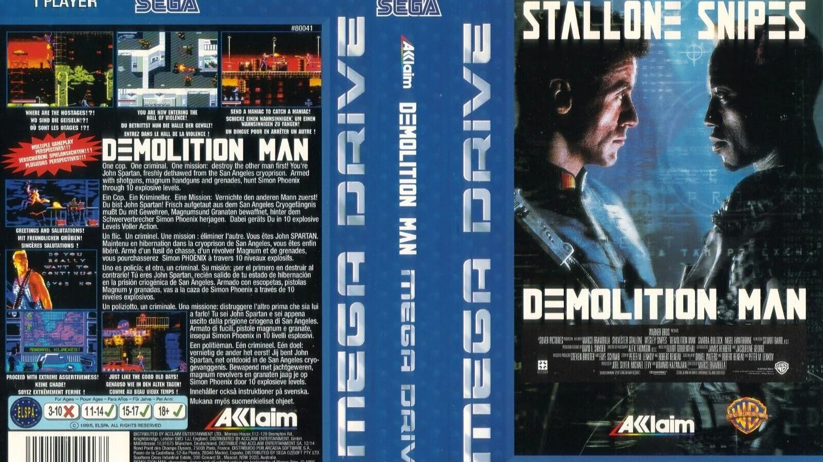 Sega Mega Drive 2 (Smd) 16-bit Demolition Man Полное Прохождение