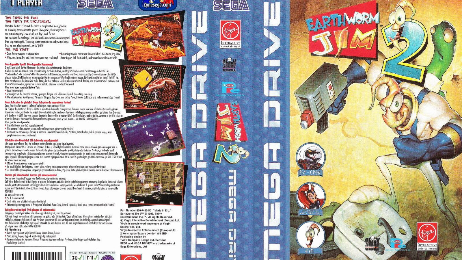 Sega Mega Drive 2 (Smd) 16-bit Earthworm Jim 2 part Полное Прохождение
