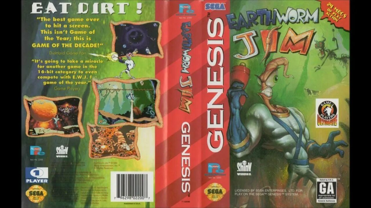 Sega Mega Drive 2 (Smd) 16-bit Earthworm Jim 1 part Полное Прохождение