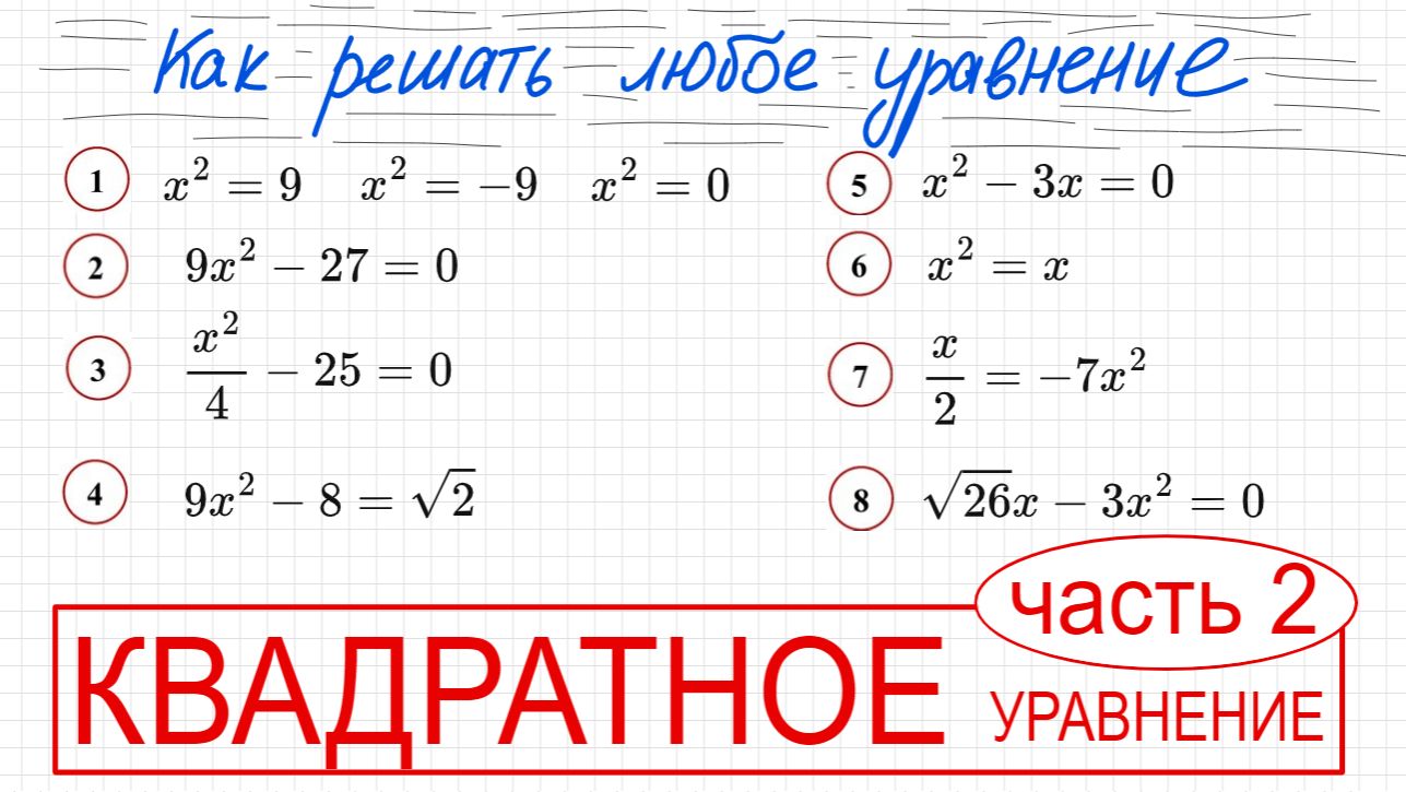 КВАДРАТНОЕ УРАВНЕНИЕ часть 2 - Как решать любое уравнение - цикл занятий