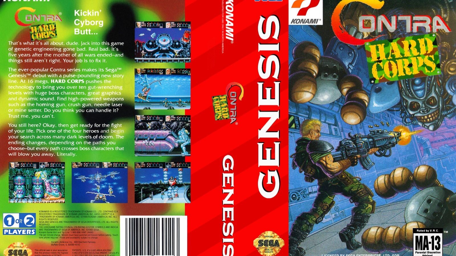 Sega Mega Drive 2 (Smd) 16-bit Contra Hard Corps Полное Прохождение