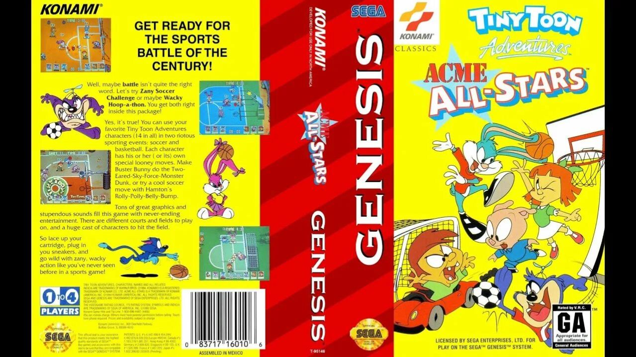 Sega Mega Drive 2 (Smd) 16-bit Tiny Toon Adventures Acme All Stars Полное прохождение