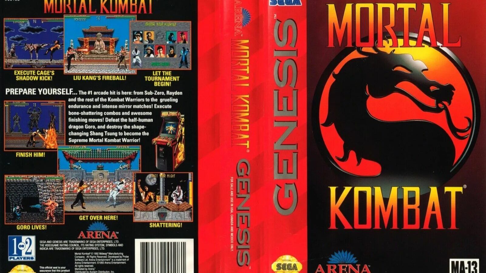 Sega Mega Drive 2 (Smd) 16-bit Mortal Kombat 1 Long Play