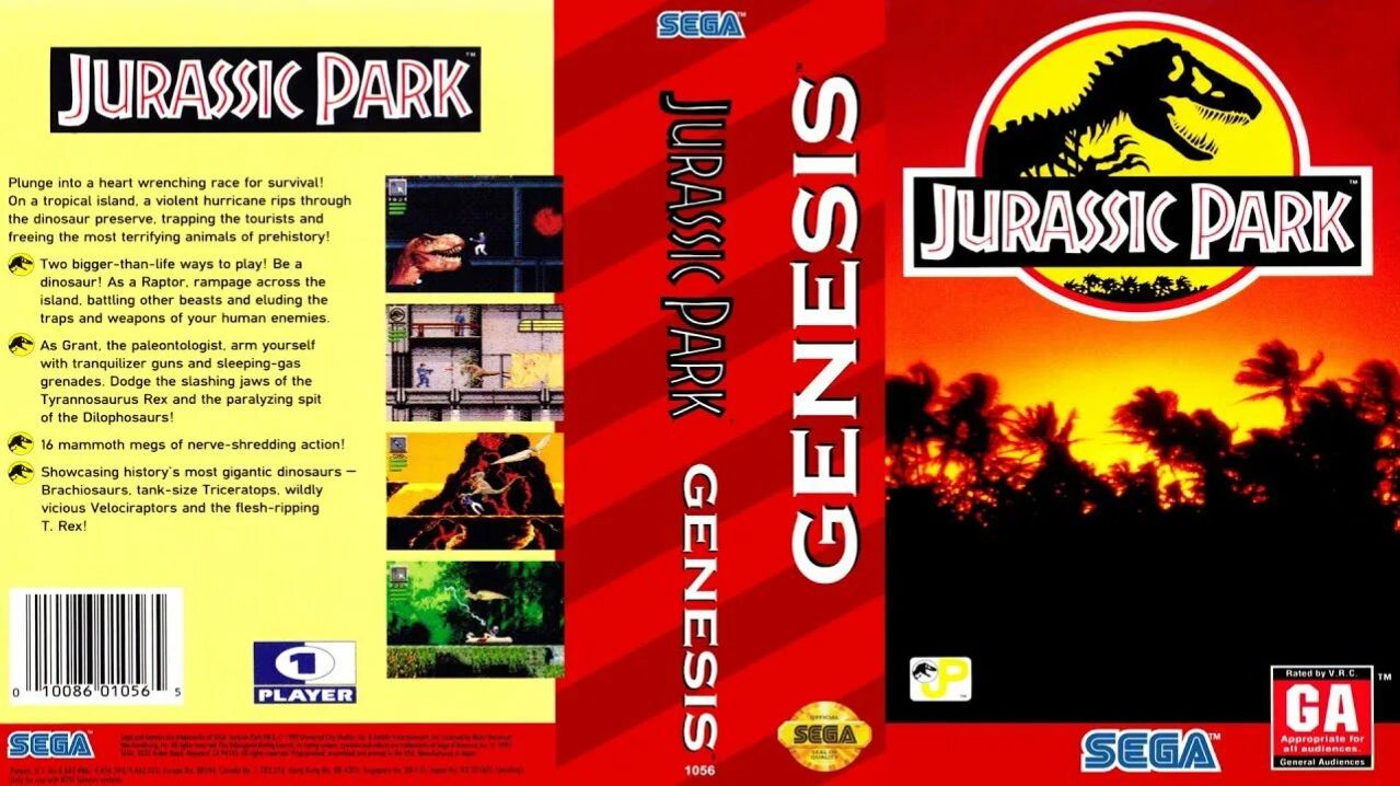 Sega Mega Drive 2 (Smd) 16-bit Jurassic Park Полное Прохождение