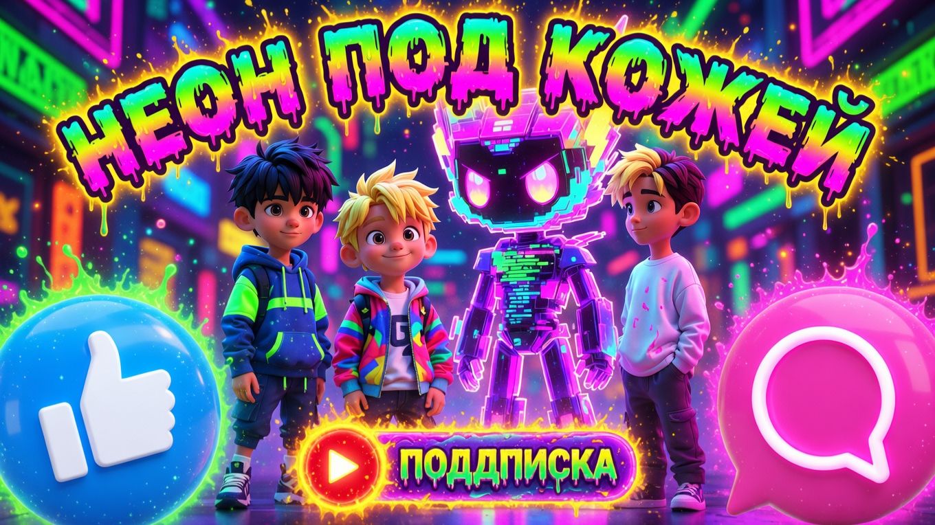 НЕОН ПОД КОЖЕЙ  Cгенерировано с помощью GROK