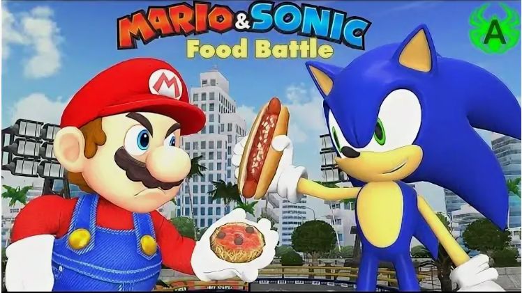 Mario VS Sonic Food Battle (game funny )