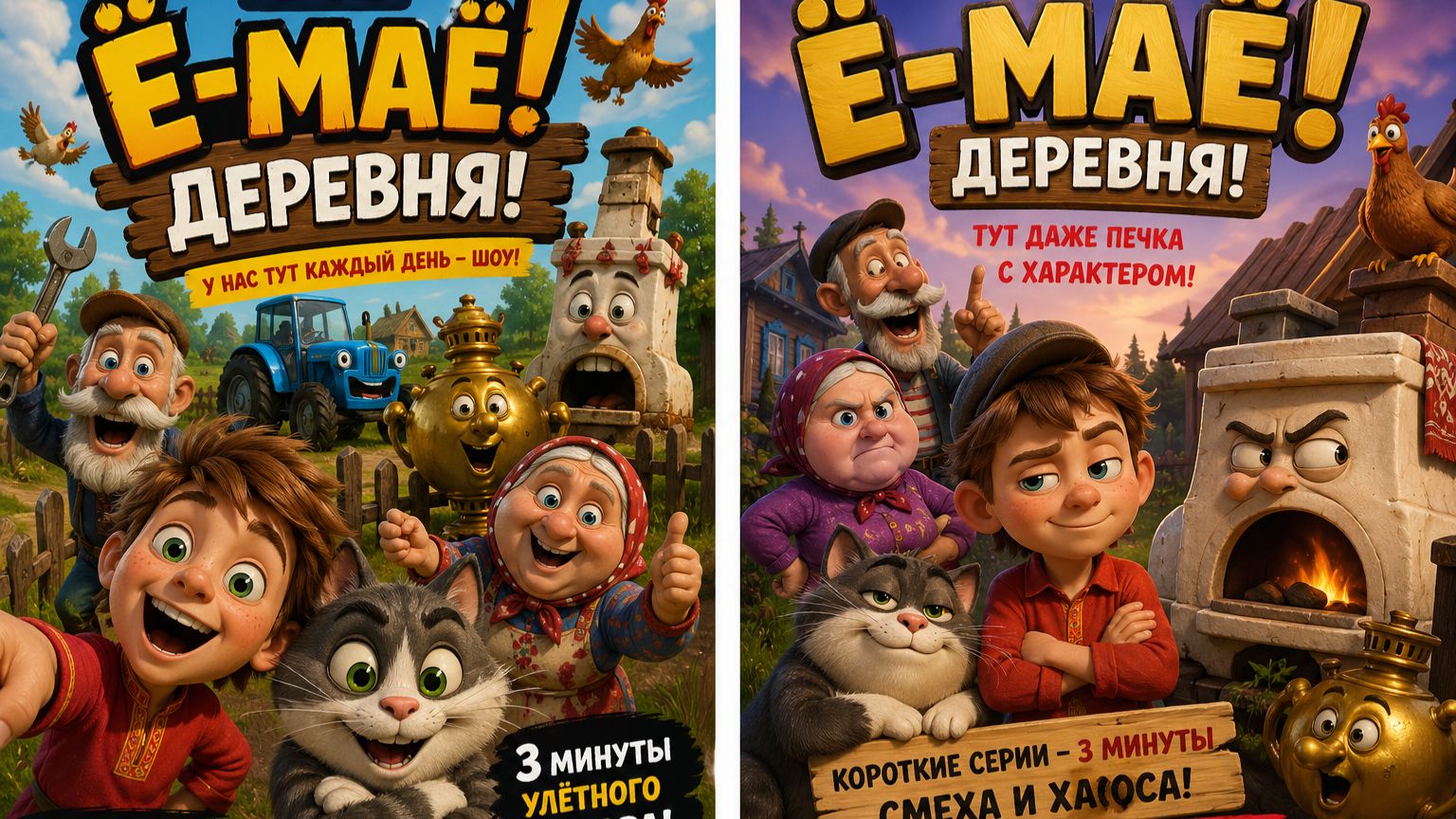 «Ё-МАЁ! ДЕРЕВНЯ!»  Cгенерировано с помощью GROK