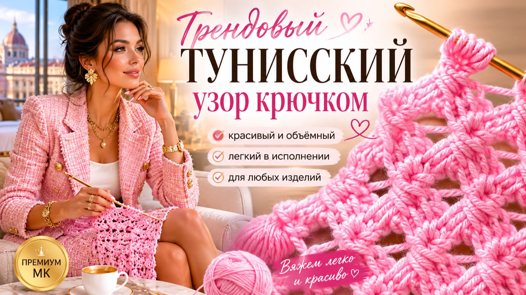 Тунисское вязание крючком: простые узоры для начинающих