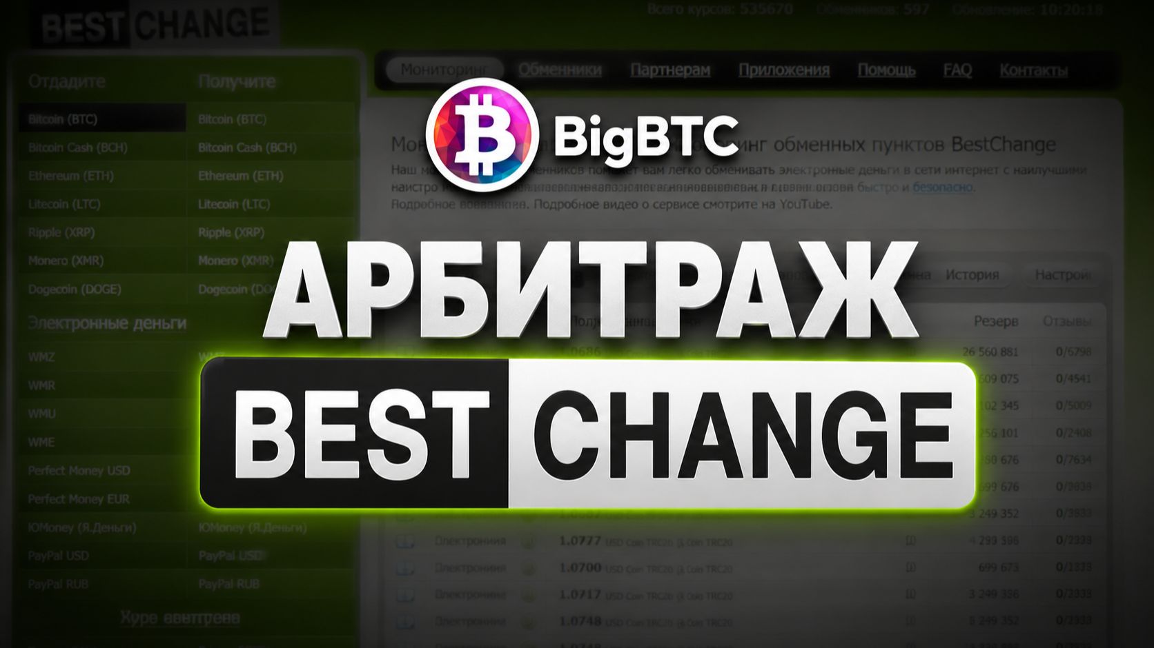 Арбитраж с обменниками мониторинга BestChange