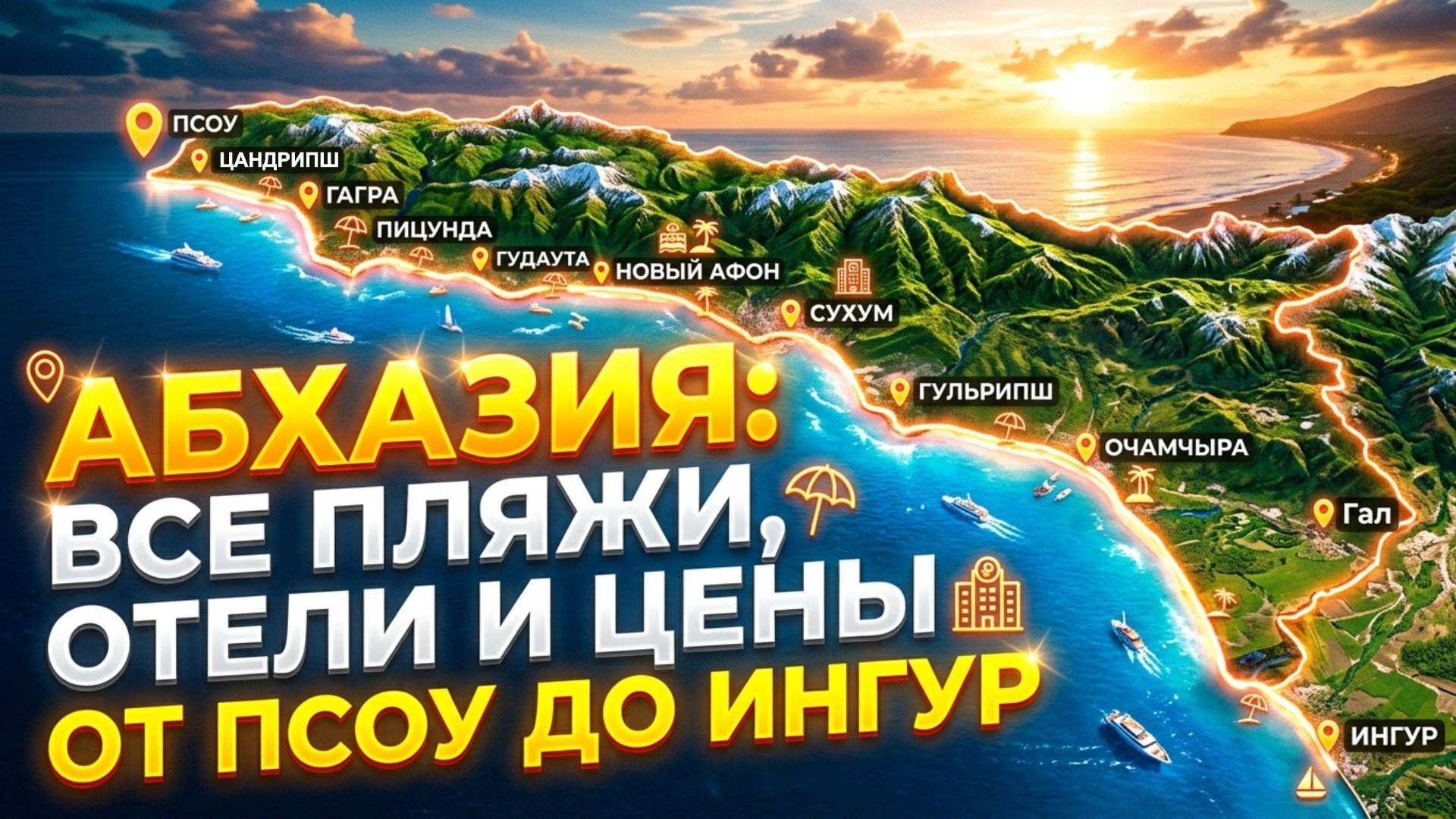 АБХАЗИЯ: Все пляжи, отели и цены от Псоу до Ингур