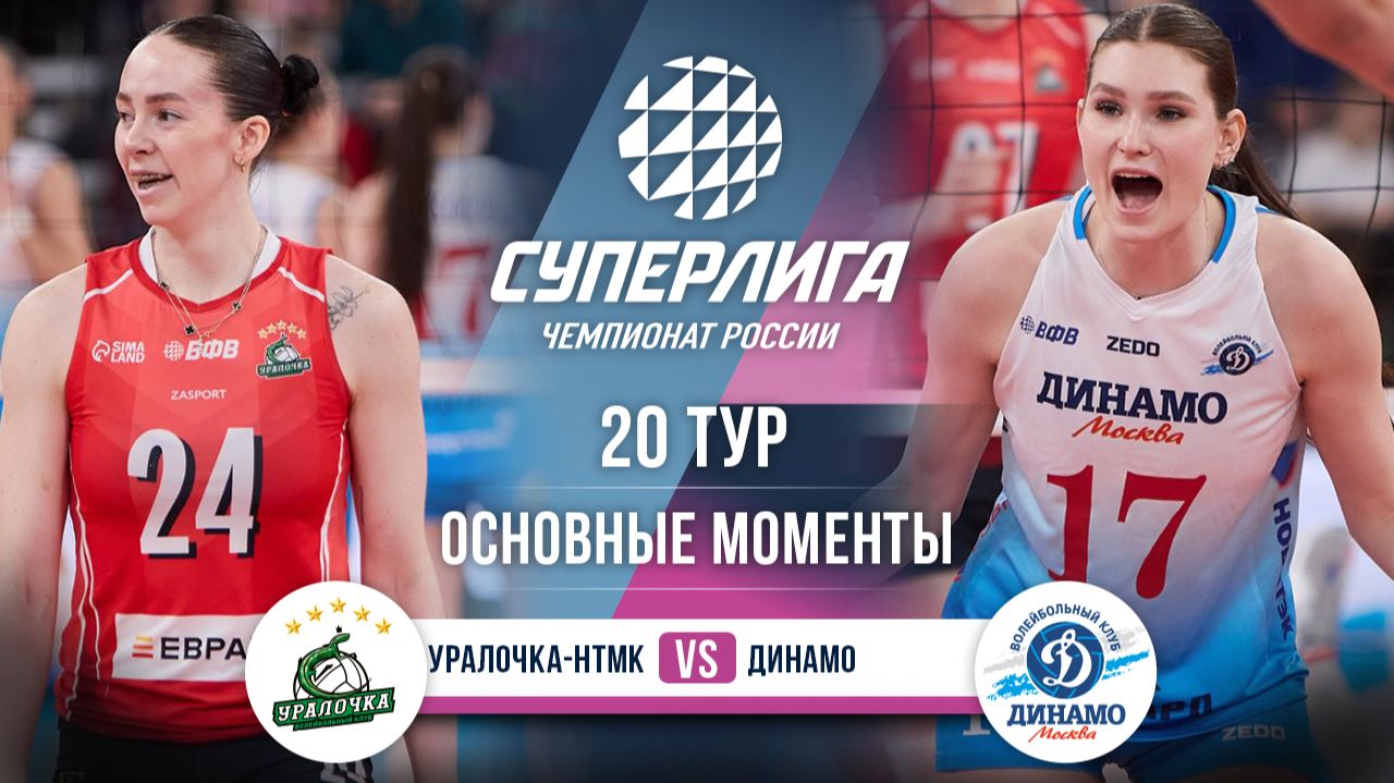 Изображение к видео: Уралочка-НТМК - Динамо | 20 тур | Основные моменты | Суперлига 2025-2026
