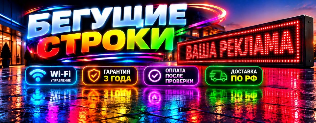 Видеоэкраны. Бегущие строки.