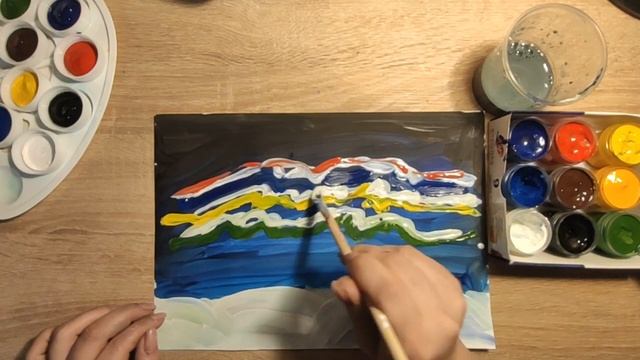 Рисуем северное сияние с помощью пленки. для детей 5-6 лет