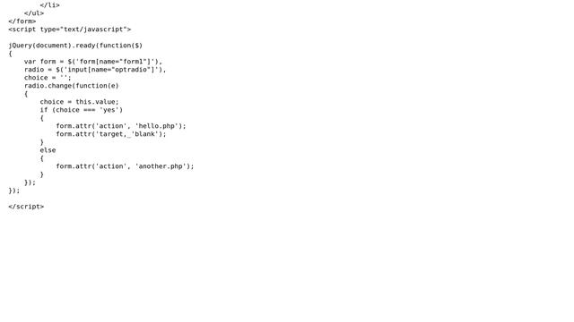 radio button onclick form submit to two different page action is not working in firefox смотреть онлайн
