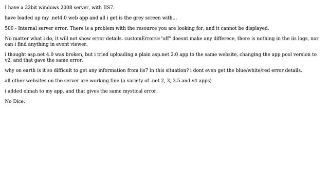 IIS7.5 500 - Internal Server Error. No Detail (2 Solutions!!) смотреть онлайн