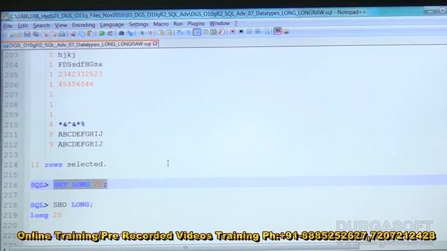 Oracle Tutorial || online training||Adv Sql | Datatypes LONG & LONGRAW by basha смотреть онлайн