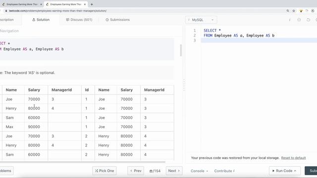[MySQL] Leetcode 181. Employees Earning More Than Their Managers [SQL #3] смотреть онлайн